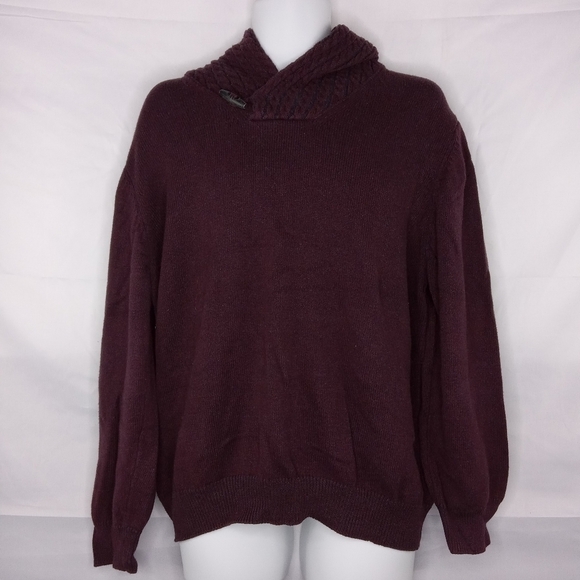 Weatherproof Sweater Men Large Vintage Shawl Collar Sweatshirt Maroon - Picture 2 of 5